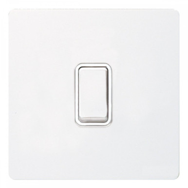 GU1412WPW Ultimate Screwless 1 Gang 2 Way Switch in White Metal Painted