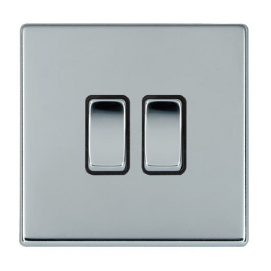 10AX 2-Way Rocker Two-Gang Chrome Black – 77CR22BC-B
