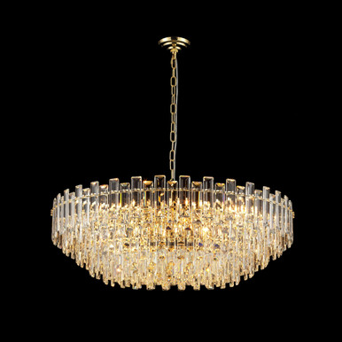 Modern Living, Dining Area Crystal Chandelier in Satin Brass