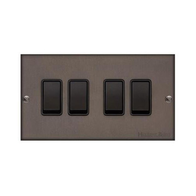 4 Gang Rocker Switch (10 Amp) in Matt Bronze Bauhaus Range