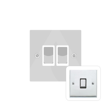 2 Gang Rocker Switch LP2810PCBK Polished Chrome Black Trim