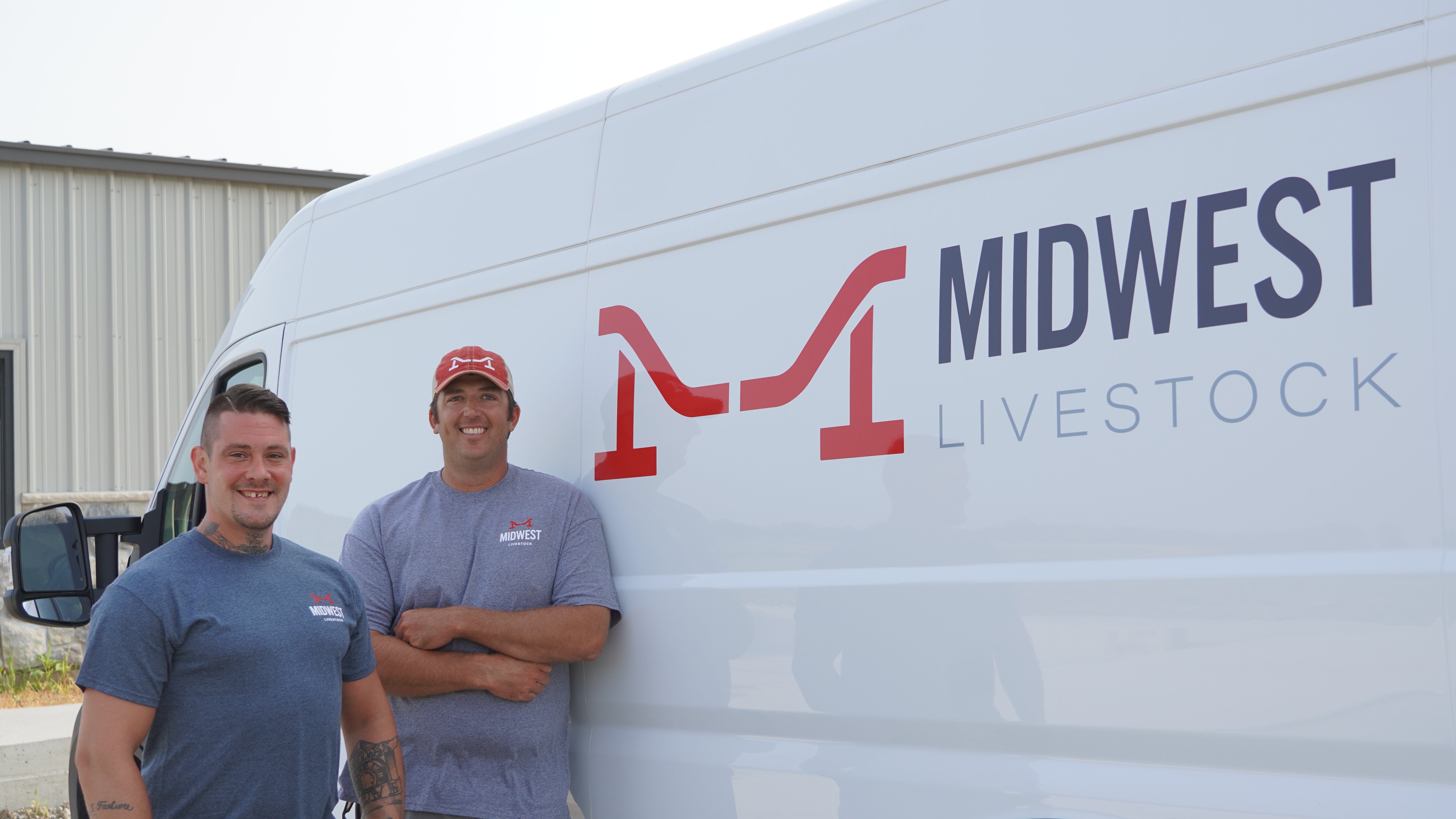Swine maintenance technicians with service van