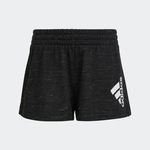 Adidas Girls Cotton Badge of Sport Shorts Black Melange/White Adidas Girls Cotton Badge of Sport Shorts Black Melange/White