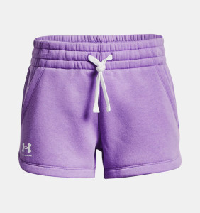 Under Armour® Girls Rival Fleece Shorts Brilliant Violet/White