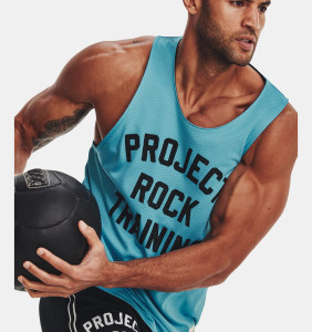 Under Armour® Mens Project Rock Mesh Top Glacier Blue/Black/White Under Armour® Mens Project Rock Mesh Top Glacier Blue/Black/White