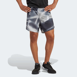 Adidas Mens Designed for Training All Over Print Shorts Grey Three/Grey One Adidas Mens Designed for Training All Over Print Shorts Grey Three/Grey One