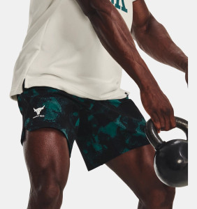 Under Armour® Mens Project Rock Woven Printed Shorts Coastal Teal/Fade White Under Armour® Mens Project Rock Woven Printed Shorts Coastal Teal/Fade White
