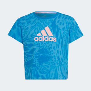 Adidas Girls Future Icons Hybrid Animal Print Tee Pulse Blue/Bright Blue/Beam Pink Adidas Girls Future Icons Hybrid Animal Print Tee Pulse Blue/Bright Blue/Beam Pink