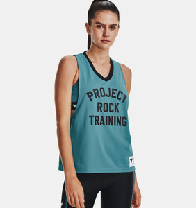 Under Armour® Womens Project Rock Penny Mesh Tank glacier Blue/Black/White Under Armour® Womens Project Rock Penny Mesh Tank glacier Blue/Black/White