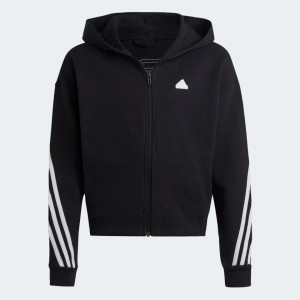 Adidas Girls Future Icons 3 Stripes Full Zip Hoodie Black/White Adidas Girls Future Icons 3 Stripes Full Zip Hoodie Black/White