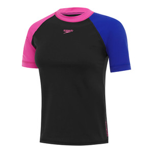 Speedo Girls Short Sleeve Suntop Ocean Depths/Neon Orchid Speedo Girls Short Sleeve Suntop Ocean Depths/Neon Orchid