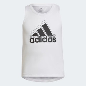 Adidas Girls Designed to Move Brand Love Tank White/Black Adidas Girls Designed to Move Brand Love Tank White/Black