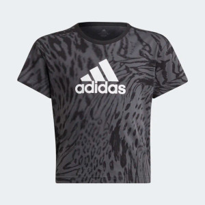 Adidas Girls Future Icons AOP Tee Grey Six/Black/White Adidas Girls Future Icons AOP Tee Grey Six/Black/White