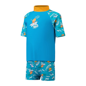 Speedo Toddler Boys Short Sleeve Printed Rashie Set Baja Blue/Parrot Speedo Toddler Boys Short Sleeve Printed Rashie Set Baja Blue/Parrot