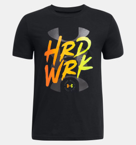 Under Armour® Boys B Ball Hard Work Graphic Tee Black/Castlerock Under Armour® Boys B Ball Hard Work Graphic Tee Black/Castlerock