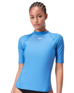 Speedo Womens Essential Short Sleeve Suntop Sevres Blue Speedo Womens Essential Short Sleeve Suntop Sevres Blue