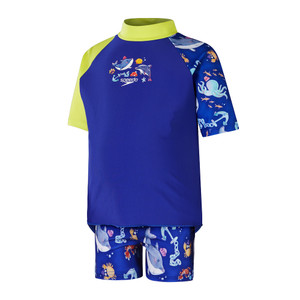 Speedo Toddler Boys Short Sleeve Printed Rashie Imperial Blue/Picton Blue/Curious Blue Speedo Toddler Boys Short Sleeve Printed Rashie Imperial Blue/Picton Blue/Curious Blue