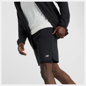 New Balance Mens AC Lined 7" Shorts Black New Balance Mens AC Lined 7" Shorts Black