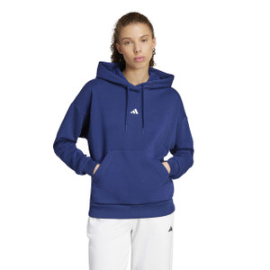 Adidas Womens Small Logo Feel Cozy Hoodie Dark Blue/White Adidas Womens Small Logo Feel Cozy Hoodie Dark Blue/White