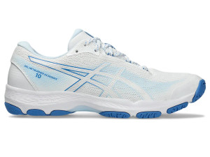 Asics Womens Netburner Academy 10 Court Shoes White/Light Blue Asics Womens Netburner Academy 10 Court Shoes White/Light Blue
