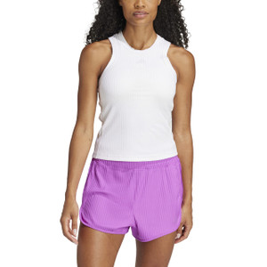 Adidas Womens All Gym Seasonal Rib Tight Fit Tonal 3-Stripes Tank Top white Adidas Womens All Gym Seasonal Rib Tight Fit Tonal 3-Stripes Tank Top white