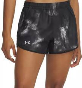Under Armour® Womens Fly By Printed Shorts 3" Black/Reflective