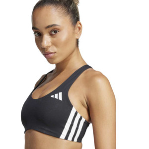 Adidas Womens PowerReact 3-Stripe Medium Support Sports Bra Black/White Adidas Womens PowerReact 3-Stripe Medium Support Sports Bra Black/White