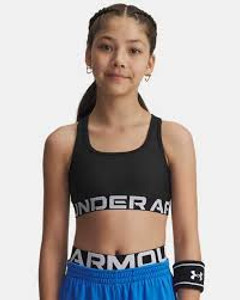 Under Armour® Girls Crossback Sports Bra Black/White
