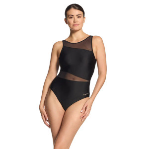 Zoggs Womens Rustique Mesh V BackOne Piece Swimsuit Black