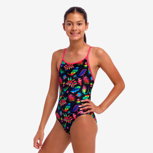 Funkita Girls Diamond Back Swimsuit Lost Leaf Funkita Girls Diamond Back Swimsuit Lost Leaf