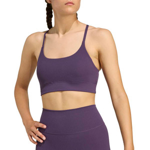 Adidas Womens All Me Ribbed Low Support Sports Bra Aurora Plum