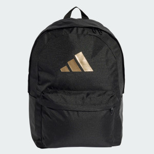 Adidas Unisex Classic 3 Bars Backpack Black/Gold Metallic