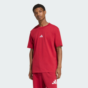 Adidas Mens Small Logo Single Jersey Tee Active Maroon/White