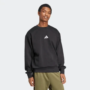Adidas Mens Feel Cozy Fleece Sweatshirt Black/White