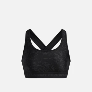 Under Armour® Womens Crossback Mid Printed Sports Bra Black/Anthracite