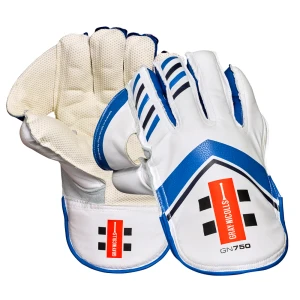 Gray Nicolls GN 750 Wicket Keeping Gloves White/Blue Stripe