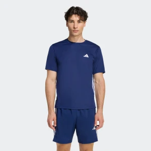 Adidas Mens Base 3-Stripe Tee Dark Blue/White