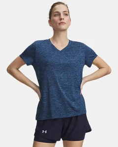 Under Armour® Womens Tech Twist V-Neck Tee Fresco Blue/Blackout Navy