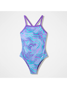 Speedo Girls Printed Thinstrap Swimsuit Pace Purple