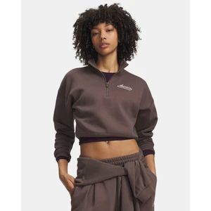 Under Armour® Womens Rival Fleece Varsity 1/4 Hoodie Peppercorn/Bashful Pink