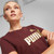 Puma Womens Essentials+ Metallic Logo Tee Aubergine/Gold Puma Womens Essentials+ Metallic Logo Tee Aubergine/Gold