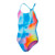 Speedo Girls Placement Lane Back Swimsuit Kiki Pink/Lemon Drizzle/Picton Blue