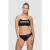 Speedo Womens Crop Top 2 Piece Swimsuit Black/White