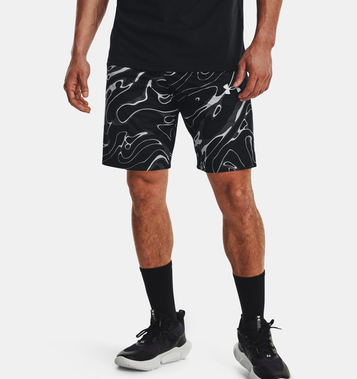 Under Armour® Mens Baseline Print Shorts 10 Black/Mod Grey