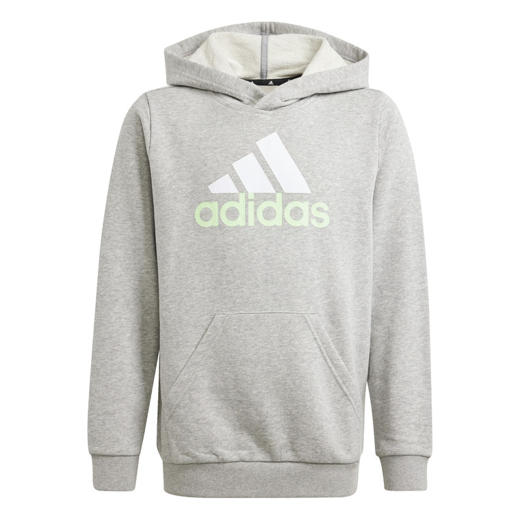 Adidas Youth Big Logo 2 Tone Hoodie Medium Grey Heather/White/Semi Green Spark