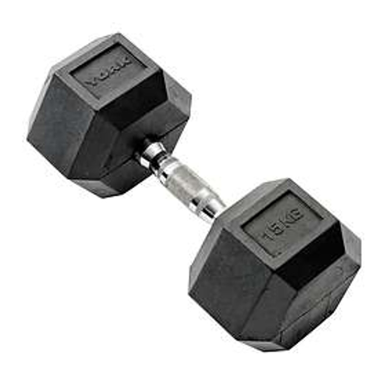 York hexagonal Rubber Dumbbell 15kg