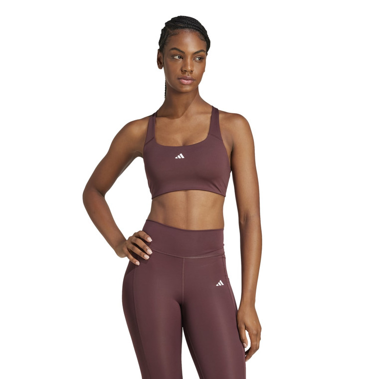 Adidas Womens Power Impact Medium Support Sports Bra Aurora Ruby