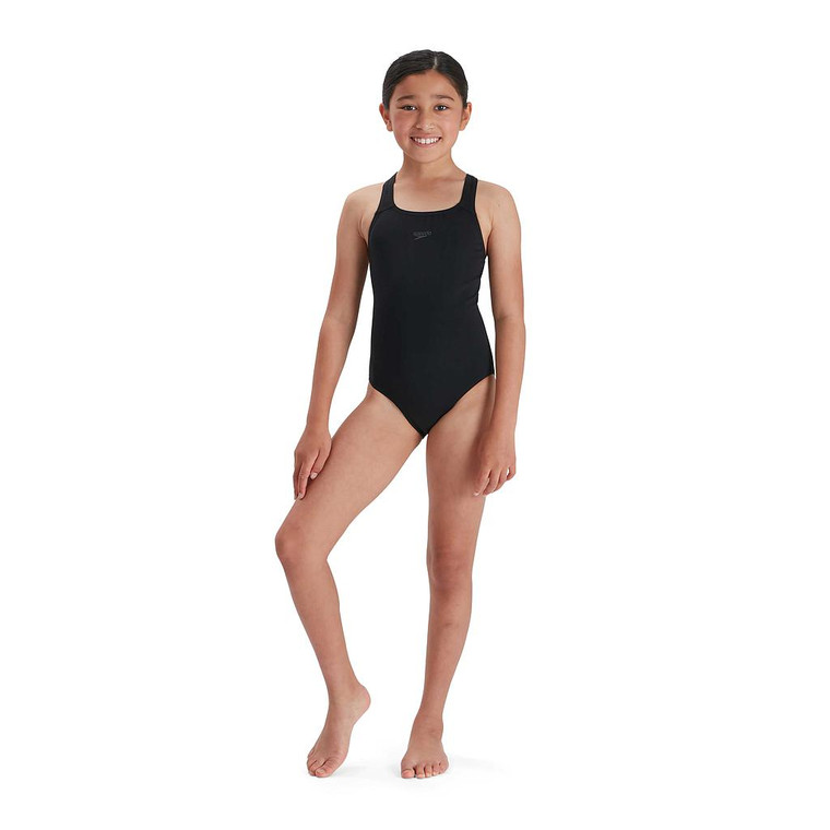 Speedo Girls Endurance Black Medalist One Piece Swimsuit Black