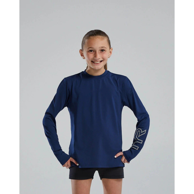 TYR Youth SunDefense™ Kids' Long Sleeve Suntop Navy