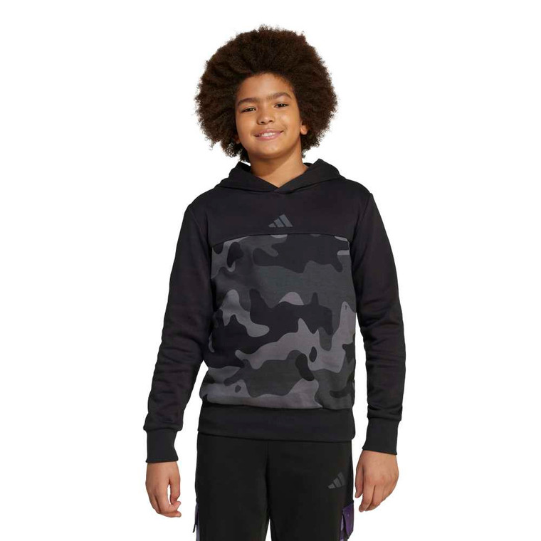 Adidas Youth Camo Fleece Hoodie Black/White